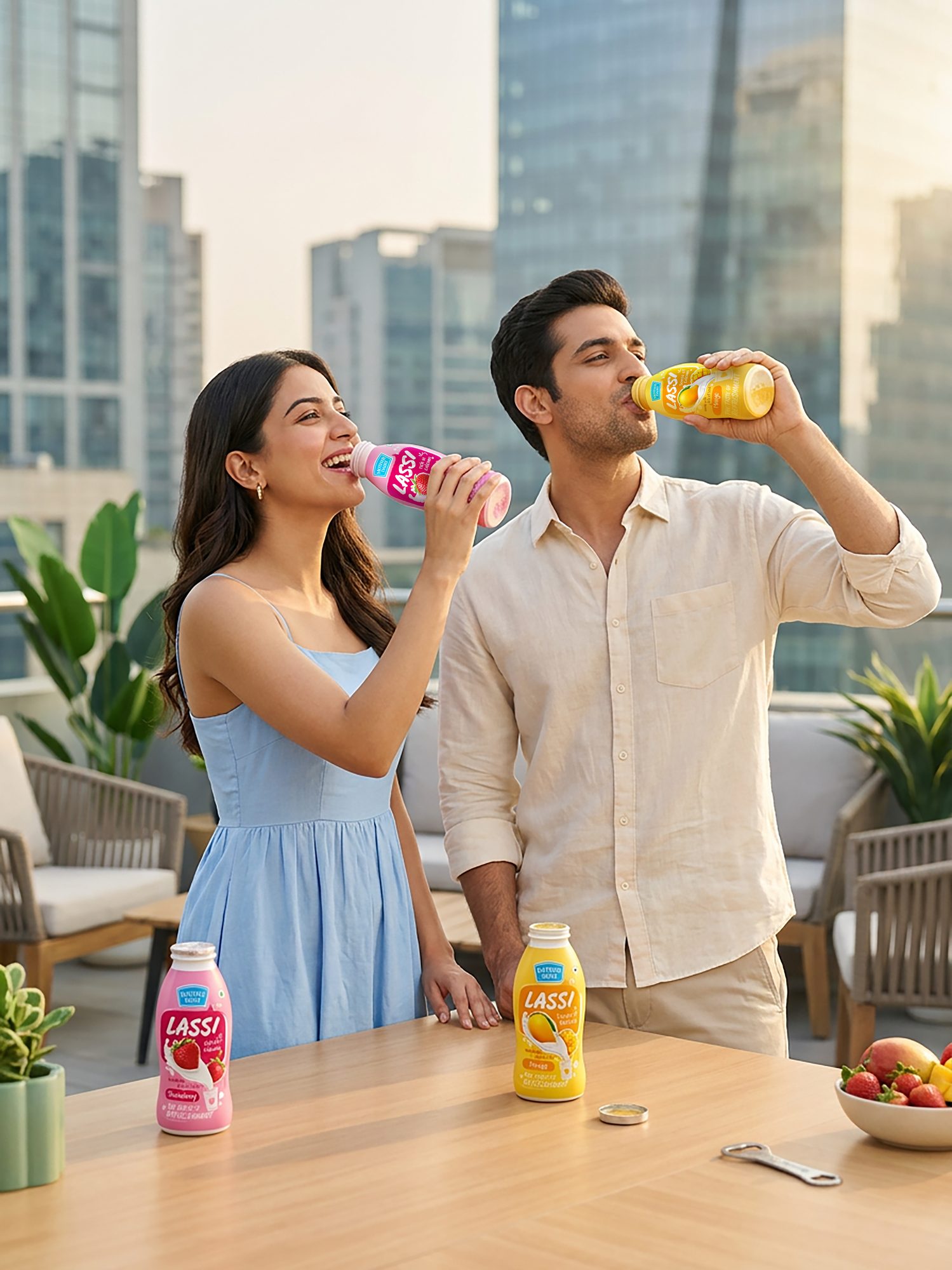 Drinking Mother Dairy milkshake